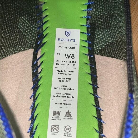 Rothys Womens 8 Olive Green Camo The Loafer Shoes Washable Knit Comfort Slip On - Picture 3 of 10